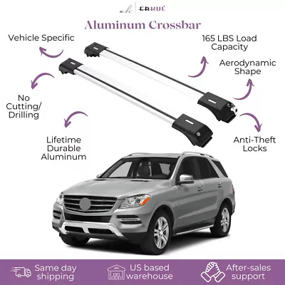 ERKUL Roof Rack Cross Bars Mercedes ML-Class W166 12-19 Fits Raised Rails Silver • $114.90