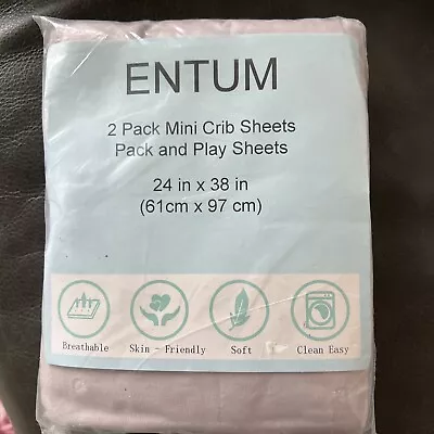 Entum Fitted Playard Sheets 2 Pack Mini Crib Sheet Pack& Play (Blue And Gray ) • $16.49