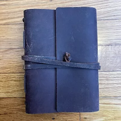 Vintage Journal Antique Paper 7 X 5 Inches Brown Leather Bound Handmade Diary • $20