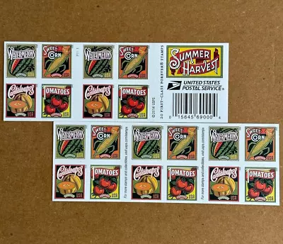 Summer Harvest Booklet Of 20 Postage Stamps Self-stick Holiday Celebration (MNH) • $12.95