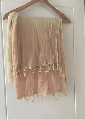 Champagne Nude Pale Pink Sparkle Shimmer Ombré Scarf Shawl Stole Wrap 59” X 52” • £1.99