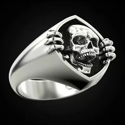 Skull Shape Women/Men Party Jewelry Creative 925 Silver Filled Ring Gift Sz 6-10 • $1.92