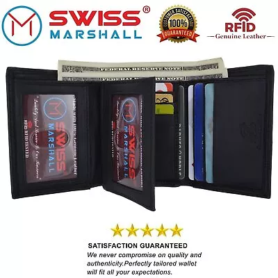 Swiss Marshall Men's RFID Blocking Premium Leather Classic Trifold Wallet NEW • $14.99