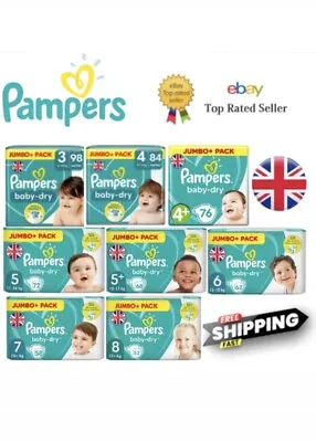 Pampers Baby-Dry Nappies Nappy’s Diapers Size 3 To 8 Jumbo+ Pack 6kg-17+kg Uk • £15.99