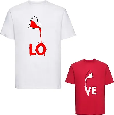 Couples Matching LOVE T-Shirt Heart Love Valentine's Day Lovers Unisex Tee Top • $14.79