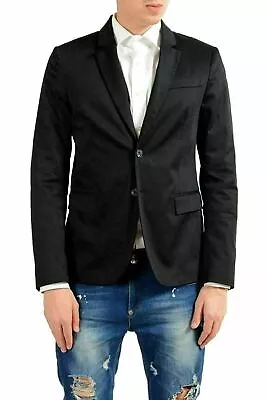 Versace Jeans Men's Black Stretch Two Button Blazer Sport Coat US 36 IT 46 • $199.99