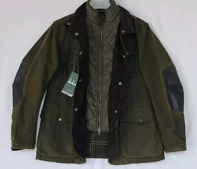 Barbour Ogston Men's Waxed Cotton Jacket Olive Size Medium  • $247.50