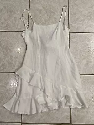 Francesca's Miami Mini Ruffle Dress NWT $56 Size Medium White Boutique Dress • $49.95