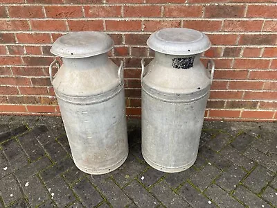 2x Aluminium Milk Churns 10 Gallon Dated 1966 And Marked CWS Ltd Grundycan • £199