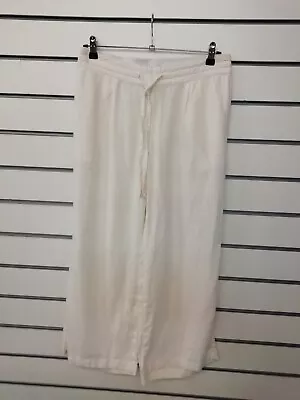 M&s Collection Ladies Linen Blend Wide Leg Crop Trousers Ivory Size 12 New (776) • £9.95