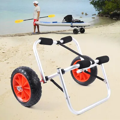 150 Lbs Kayak Boat Trailer Carrier Trolley W/ Foam Bumpers + Support Stand • £46.55