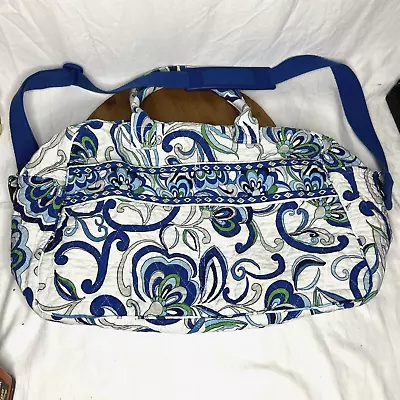 Vera Bradley Mediterranean White Paisley Duffle Weekender Bag Retired Carry-on • $46.50