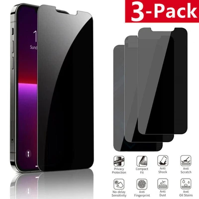 $2.19 • Buy 3 Pack For IPhone 14 13 12 11 Pro Max X Privacy Tempered Glass Screen Protector