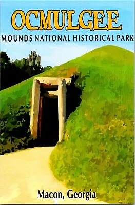 Ocmulgee Mounds National Historical Park Macon Georgia Earthlodge Postcard • $5