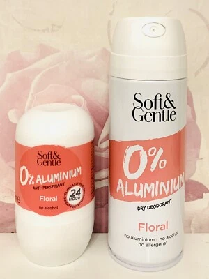 £7.95 • Buy SOFT & GENTLE 0% ALUMINIUM ANTI-PERSPIRANT DEODORANT FLORAL Roll On & Spray-set.