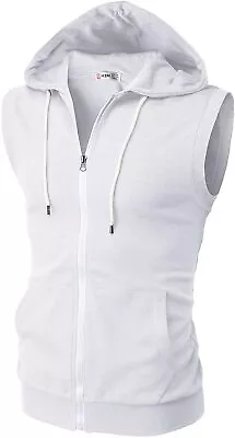 H2H Mens Casual Slim Fit Zip-up Hoodie Vest Lightweight Sleeveless Hooded • $64.39