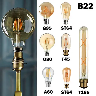 Antique Style Edison Vintage LED Light Bulbs A+Industrial Filament Lamp Bulb B22 • £6.39