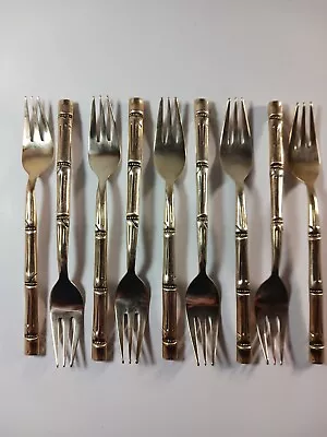 Lot Of 9 Vintage Forks 6   Thai Nickle Bronze Bamboo Flatware • $25
