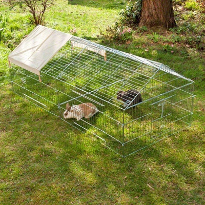 £144.95 • Buy Metal Wire Rabbit Run W/ Pitched Roof Sun Protection Shield Guinea Pigs Chickens