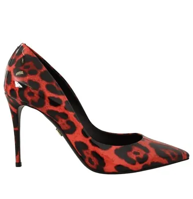 £395 • Buy NWT 695 EUR Dolce & Gabbana Red Leopard Leather Pumps Heels Shoes SIZE 38 UK 5