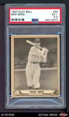 1940 Play Ball #30 Moe Berg Red Sox PSA 5.5 - EX+ • $940