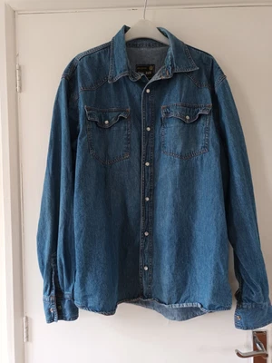 £13.99 • Buy Mens VINTAGE Blue Denim Long Sleeved Shirt Pearl Snap Rugged 2XL 