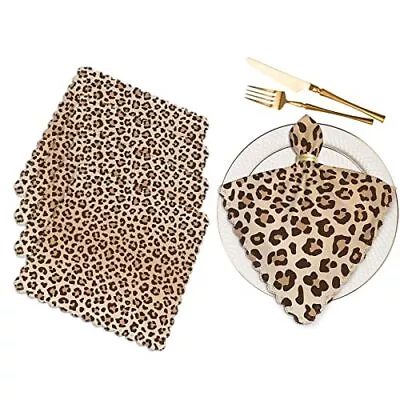 Yibeas Leopard Cloth Napkins Set Of 4 Soft Animal Leopard Print Pattern Polye... • $22.80