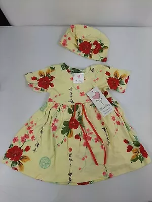 Mad Sky Los Angeles NWT 18 Month Year Girls Yellow Floral Dress W/ Hat • $19.99