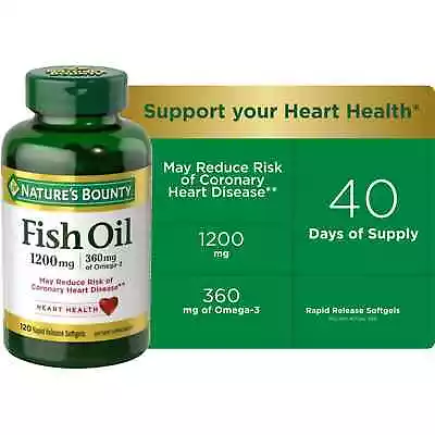 $12.99 • Buy Nature's Bounty Heart Health Fish Oil Rapid Release Softgels, 1200 Mg, 120 Ct 