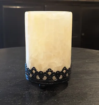 VTG Natural Stone Onyx Marble Votive Tea Light Candle Holder Metal Base 5.5  H • $18