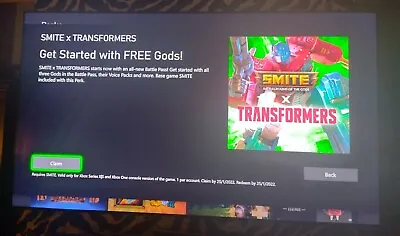 Smite Transformers Perk DL C (NOT ACTUAL GAME) XBOX ONE • £3