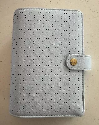 KIKKI K LEATHER PERSONAL PLANNER SOFT BLUE TEXTURED Design With Inserts • $20