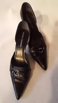 Michael Shannon Women's Black Pump Heel Pointed Toe Leather Upper Sz 10W. A6 • $20.59