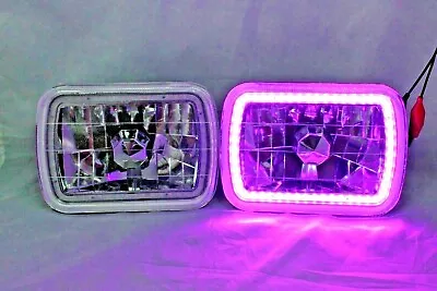 H6054 7 X6  Chrome Housing Diamond Cut Headlights Replacement SMD PURPLE HALO • $26.99