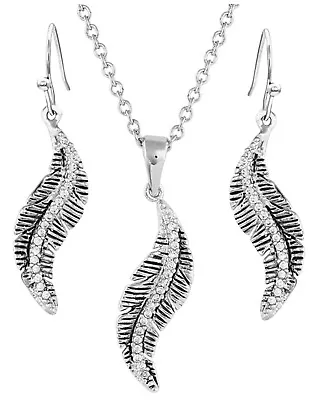 Montana Silversmiths Women's All About The Curve Feather Necklace And Earrings • $67.92