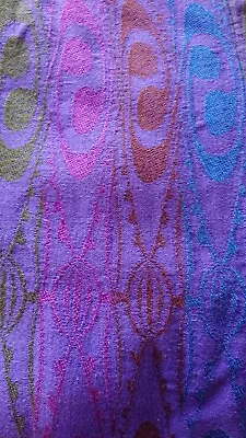£40 • Buy Vintage Single Curtain 60s 70s Heavy Fabric W91  D55  Purple Geometric 