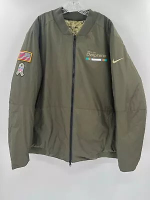 Miami Dolphins Team Issued Reversible Nike Puffer Winter Green Service Jacket • $59.99