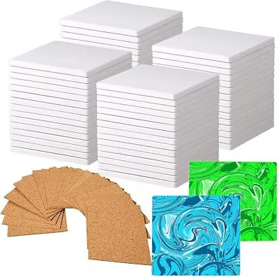 Strong Packaging! 60 PCS Square Unglazed Ceramic Tiles For Crafts Coasters Wi... • $62.21