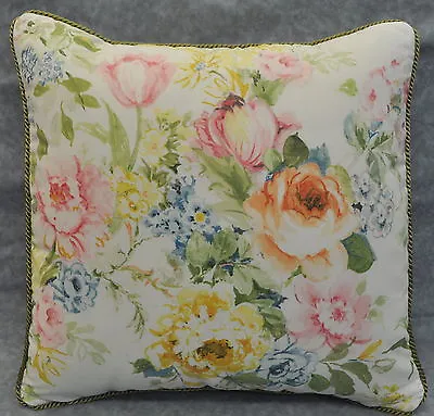 $24.97 • Buy New Corded Pillow Made W Ralph Lauren Home Lake Pastel Floral White Fabric 16  