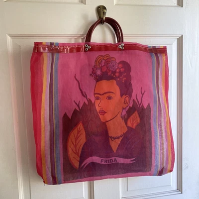 $29 • Buy Frida Kahlo Mesh Shopping Beach Tote Shoulder Bag Extra Large Red Pink