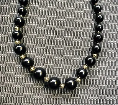 Pearl Necklace Faux Cato Black Pearls Beaded Costume Jewelry Gothic Fashion Gift • $4.50