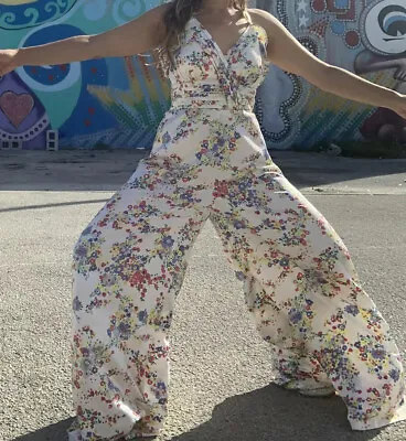 Xoxo Juniors Jumpsuit Palazzo Pants Floral Vintage Retro Size Small Catsuit • $65