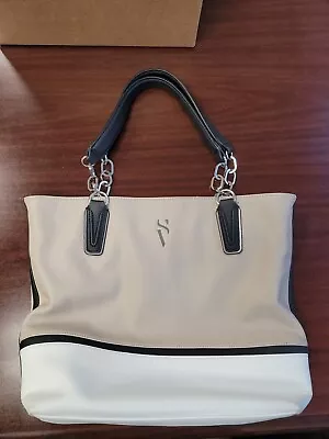 Vera Wang Leather Tote Bag White And Tan Excellent Condition • $58.99