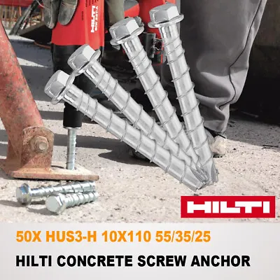 HILTI 50X HUS3-H 10x110 55/35/25 Concrete Screw Anchor Screw Bolt Galvanised • $109.95
