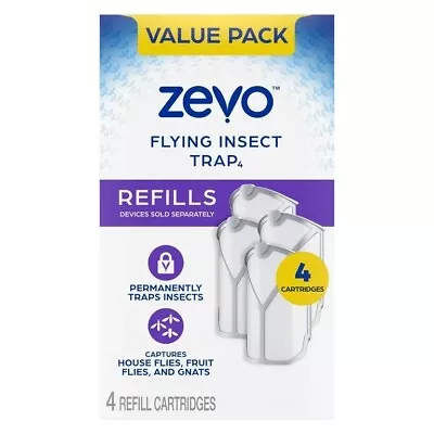 Zevo Flying Insect TrapFly Trap Refill Cartridges (Twin Pack 4 Cartridges) • $13.50