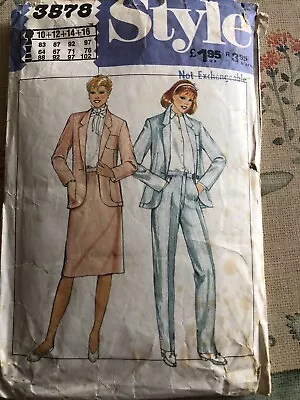 Style Vintage 3578 Ladies Suit Dressmaking Pattern Sizes 10-16 Used Cut To 12 • £3.99