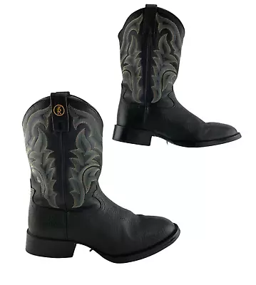 Men's Tony Lama Black Leather Round Toe Western Cowboy Boots Size 10.5 D • $79.04