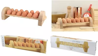 Egg Rack Egg Station Cupboard Kitchen Storage Wood Tray Rack Holder Organiser • £8.95