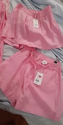 $80 • Buy Seed Heritage Women's Clothing 12 S M Orchid Pink Shorts Strapless Top Linen