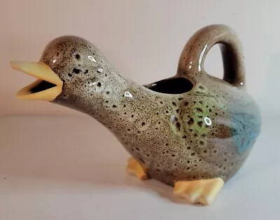 Vintage Ceramic Glazed Speckled Duck Goose Water Pitcher 7” X 12  • $40